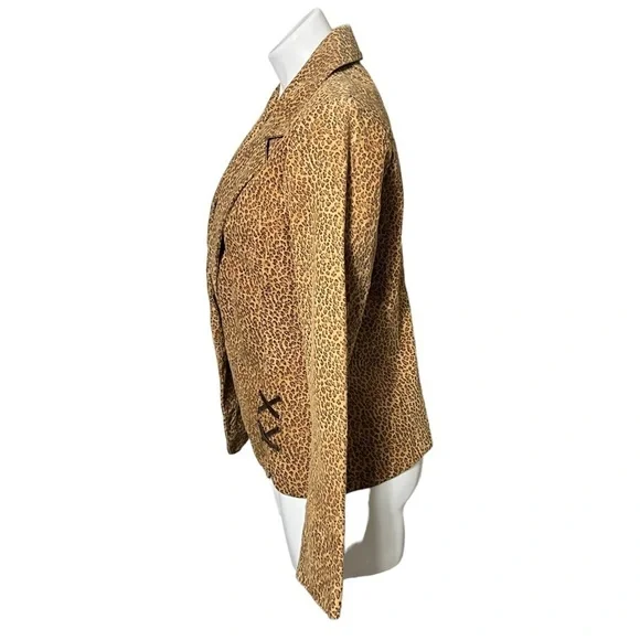 Lew Magram Collection Leopard Print Leather Jacket Size 10 - Picture 3 of 5